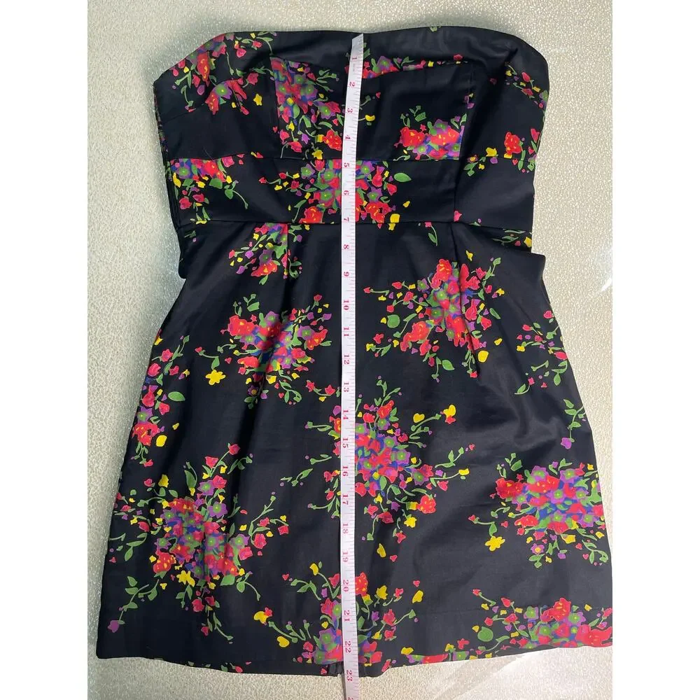 Free People Poison Apple Strapless Floral Mini Dress Black Colorful Print Size 2 - Picture 9 of 10